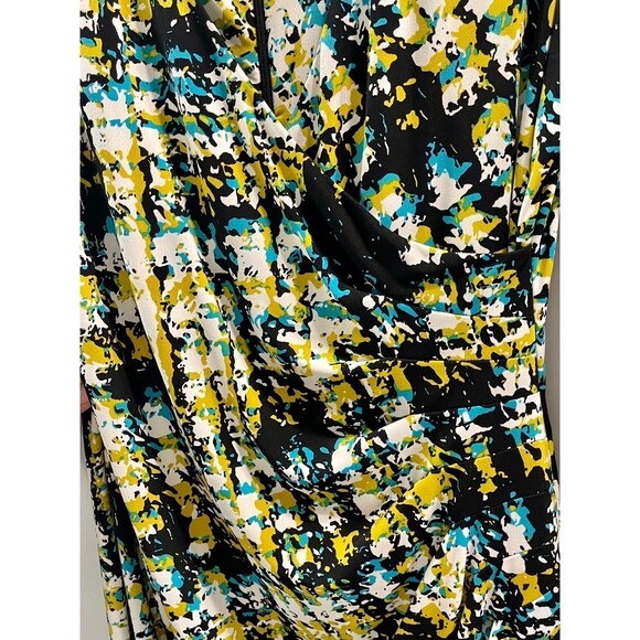 CALVIN KLEIN Surplice Gathered Waist Print Dress, Sz 8 - Picture 4 of 7